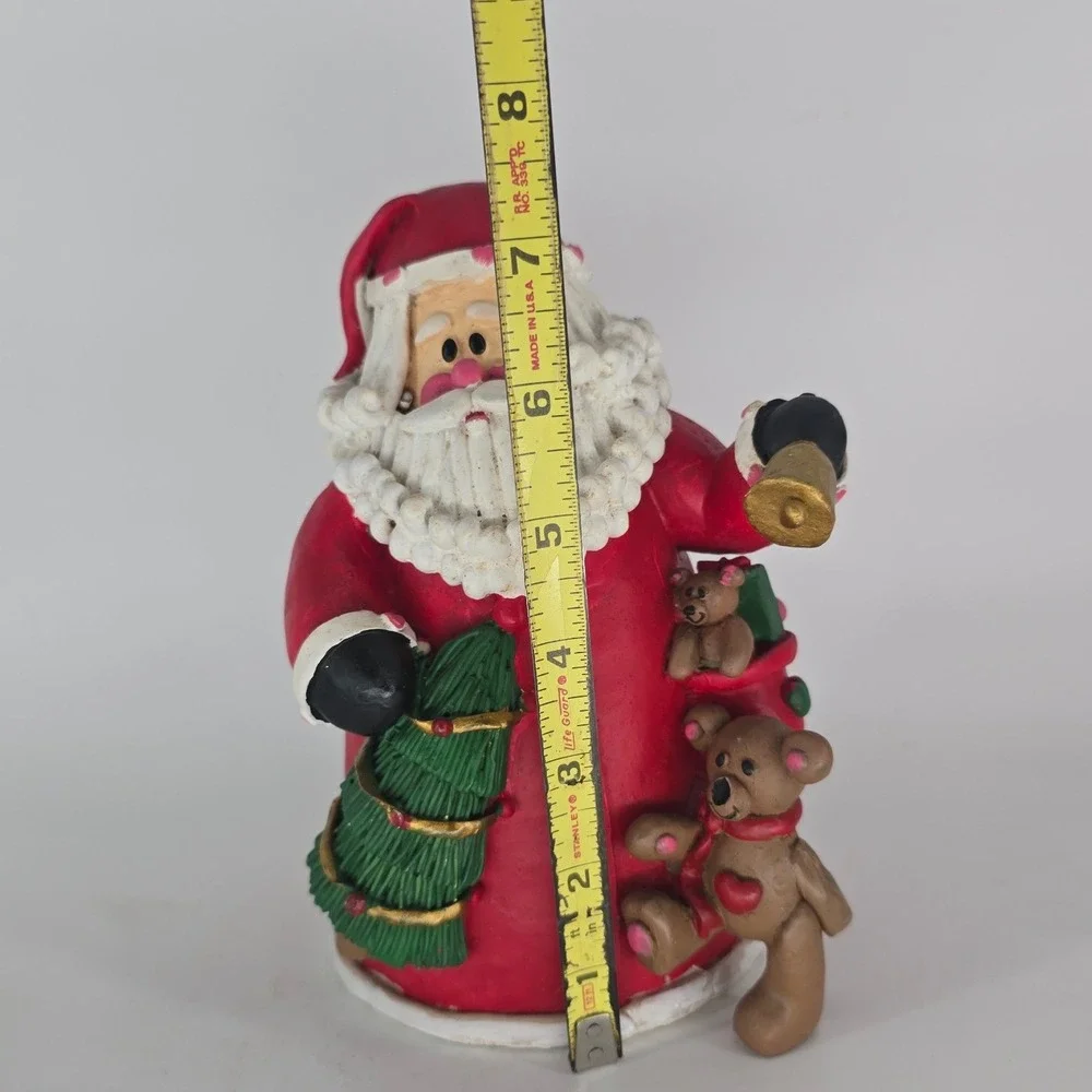 Vintage Santa Figurine Teddy Bears Hearts Christmas Tree Bell Holiday Decor